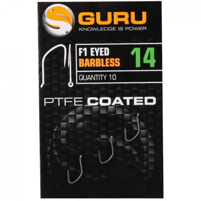 Guru F1 Eyed Barbless Hooks