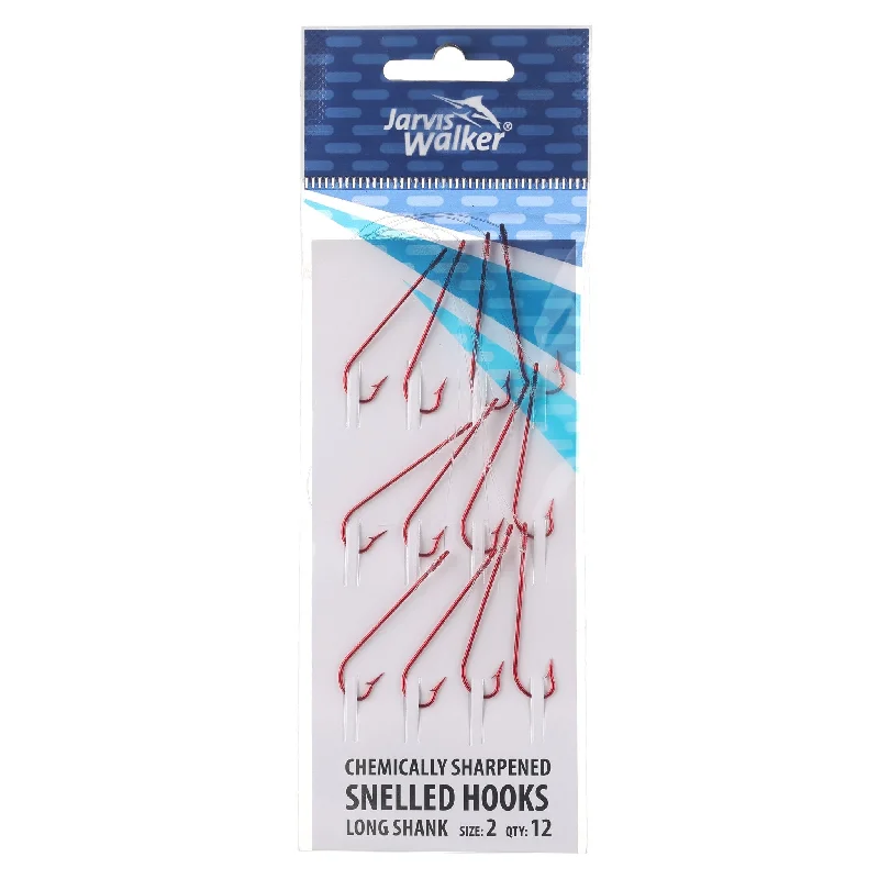 Jarvis Walker Chem Sharpened Snelled Long Shank Hooks