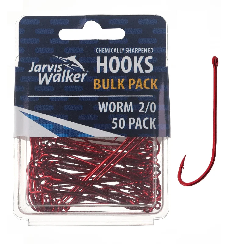 Jarvis Walker Chemically Sharpened Long Shank/Worm Hooks - 50 Packs